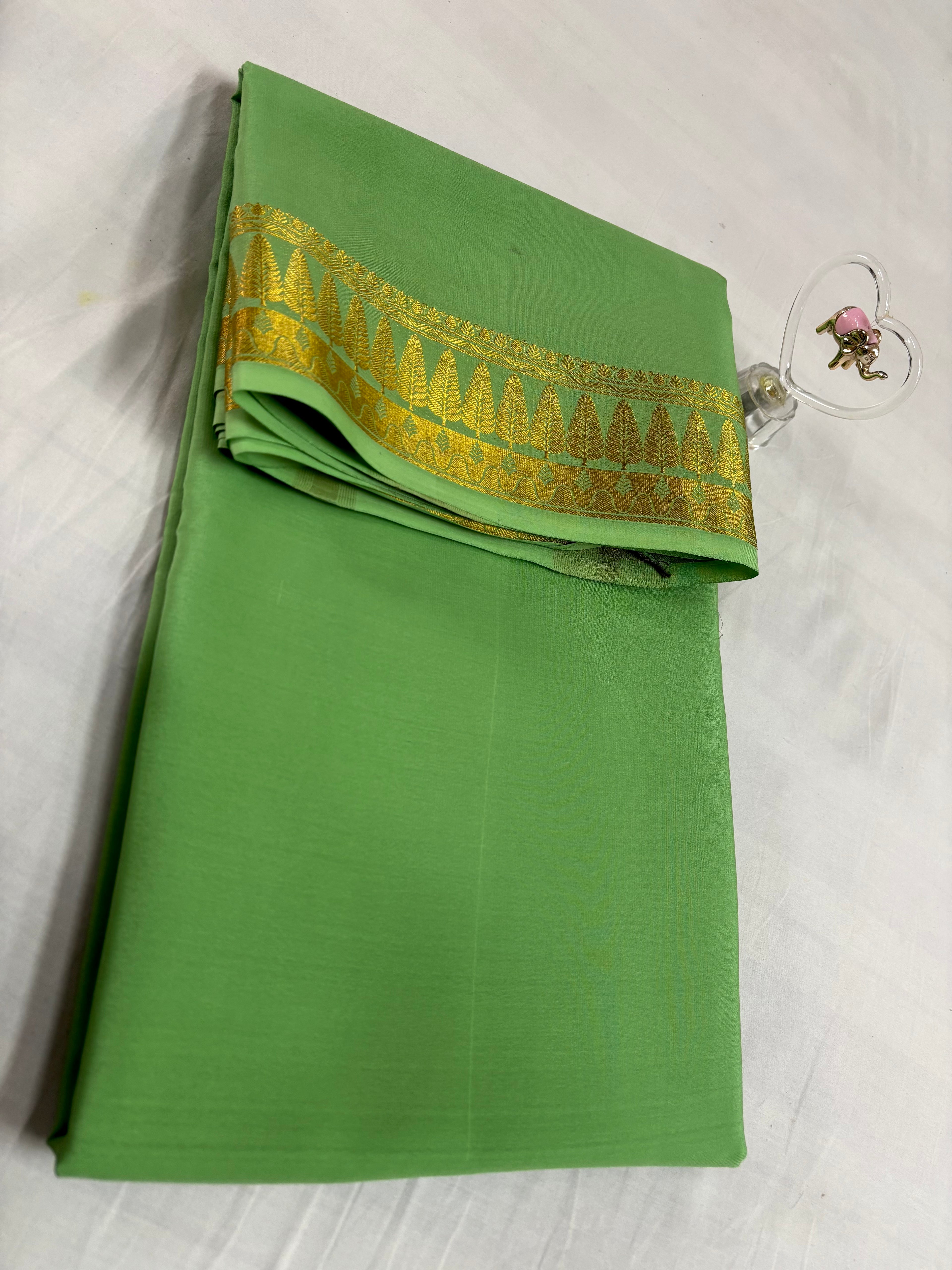 Pure Mysore Silk Saare 110 GSM with Tree Border
