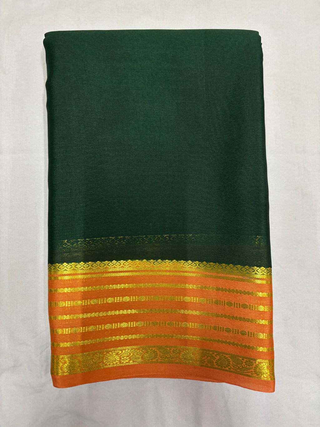 65 GSM Pure Mysore Silk Saree , Lines Border with Contrast Colour