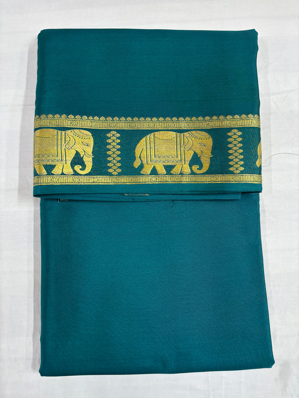 (Limited Exclusive) 90 GSM Pure Mysore Silk Saree, Ananda Self-Colour Elephant Border