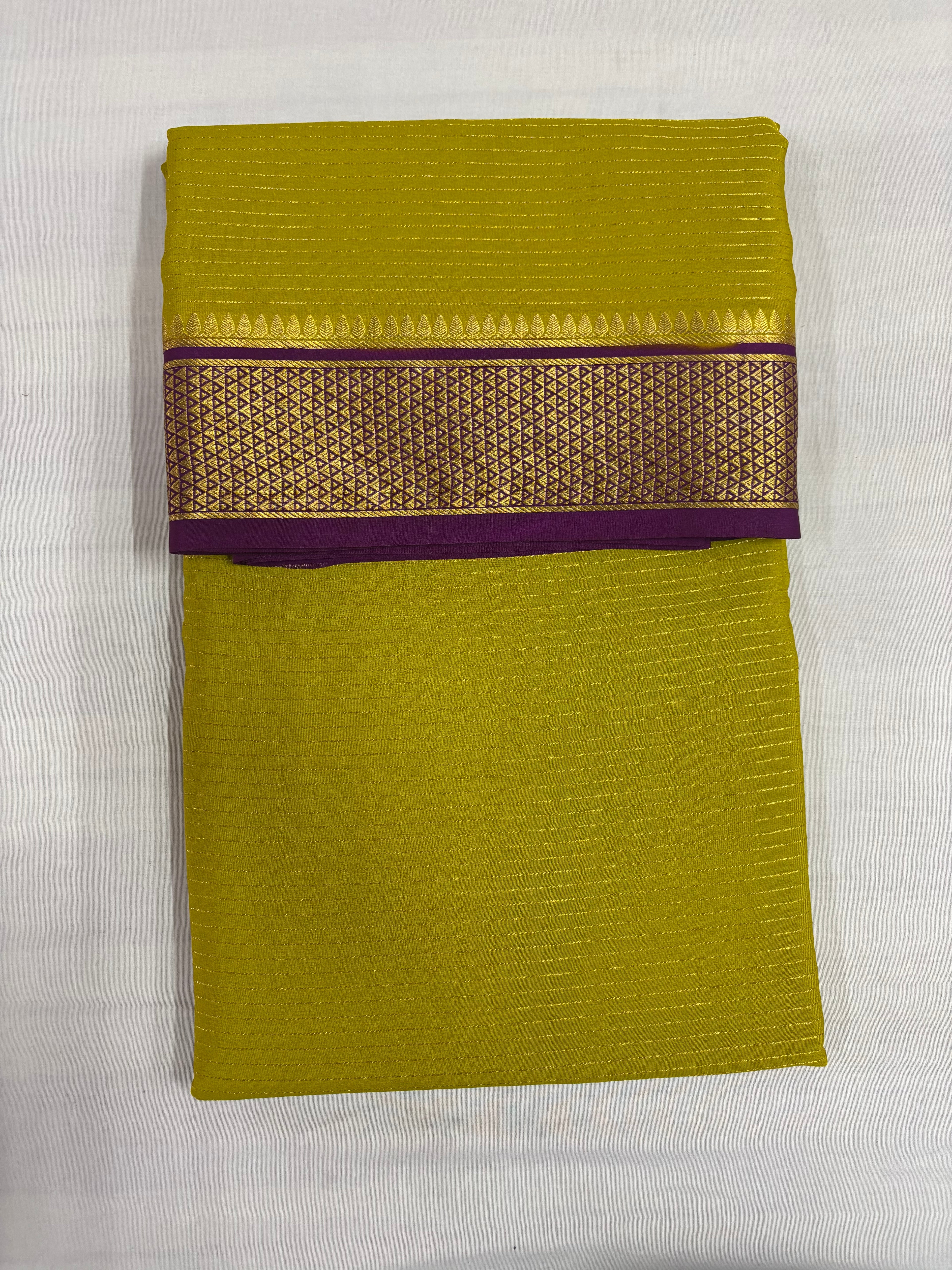 100 GSM Pure Mysore Silk Mustard Colour Saree, Jari Salari With Contrast Gatti Border