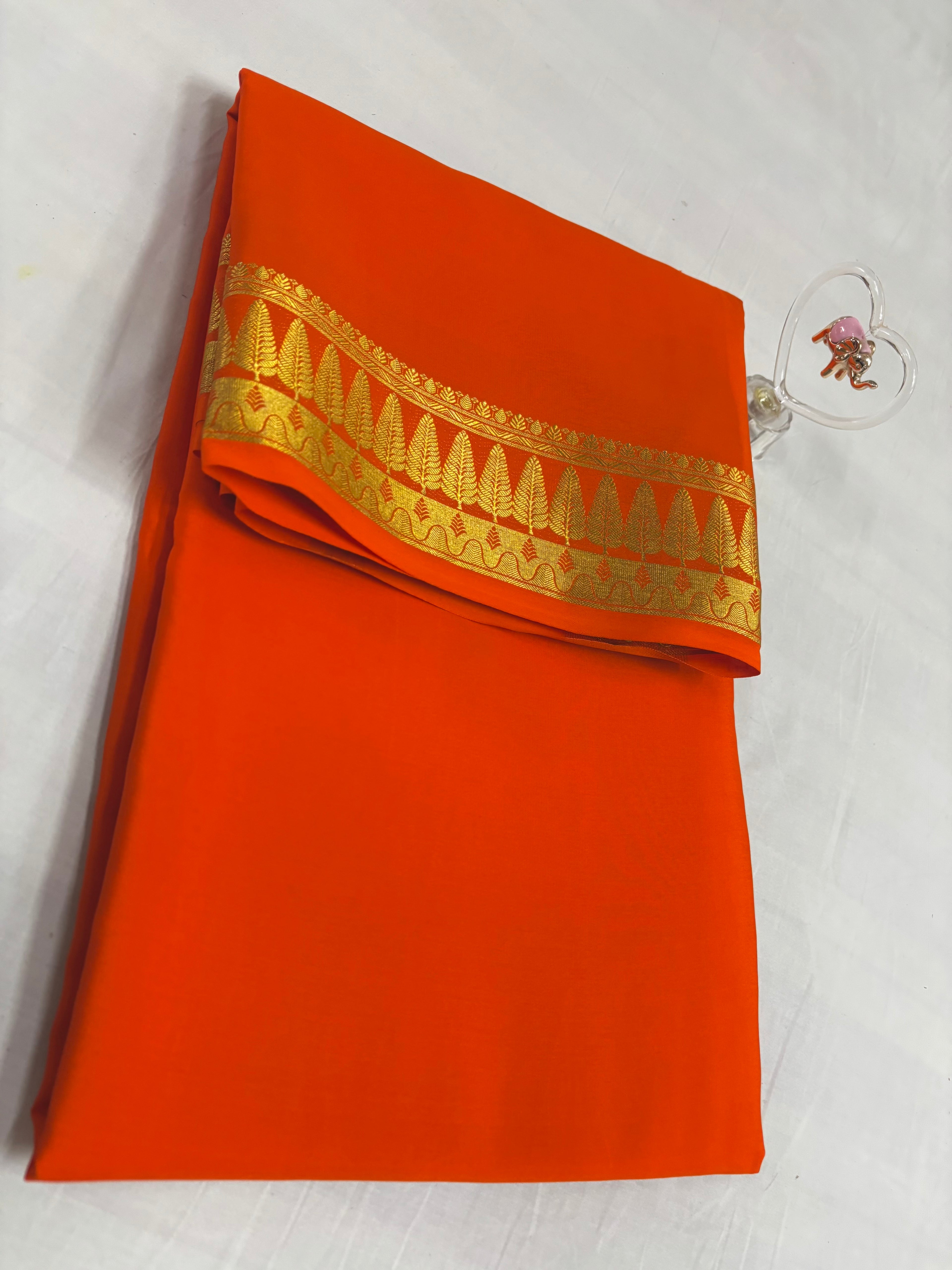 Pure Mysore Silk Saare 110 GSM with Tree Border