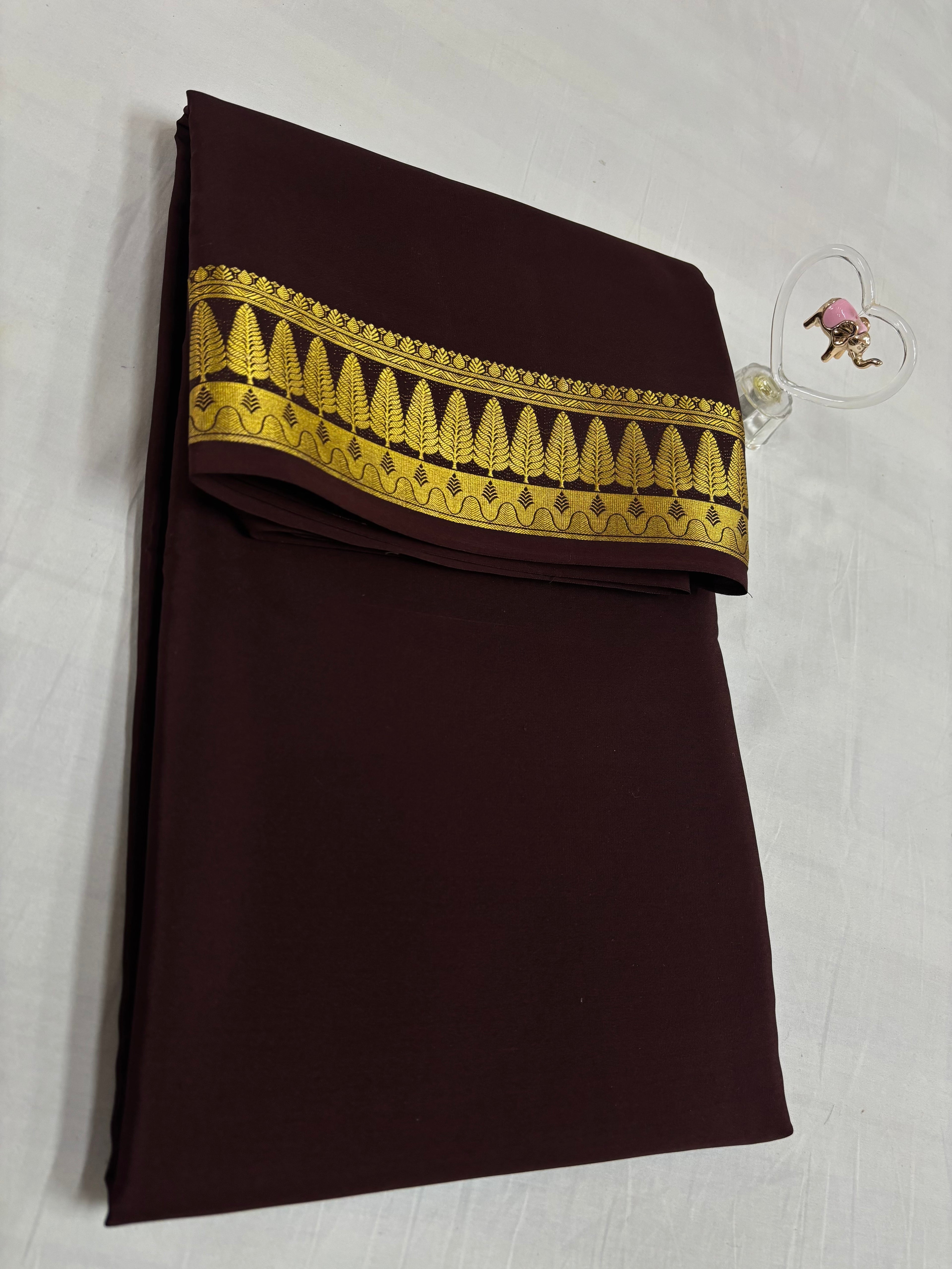 Pure Mysore Silk Saare 110 GSM with Tree Border