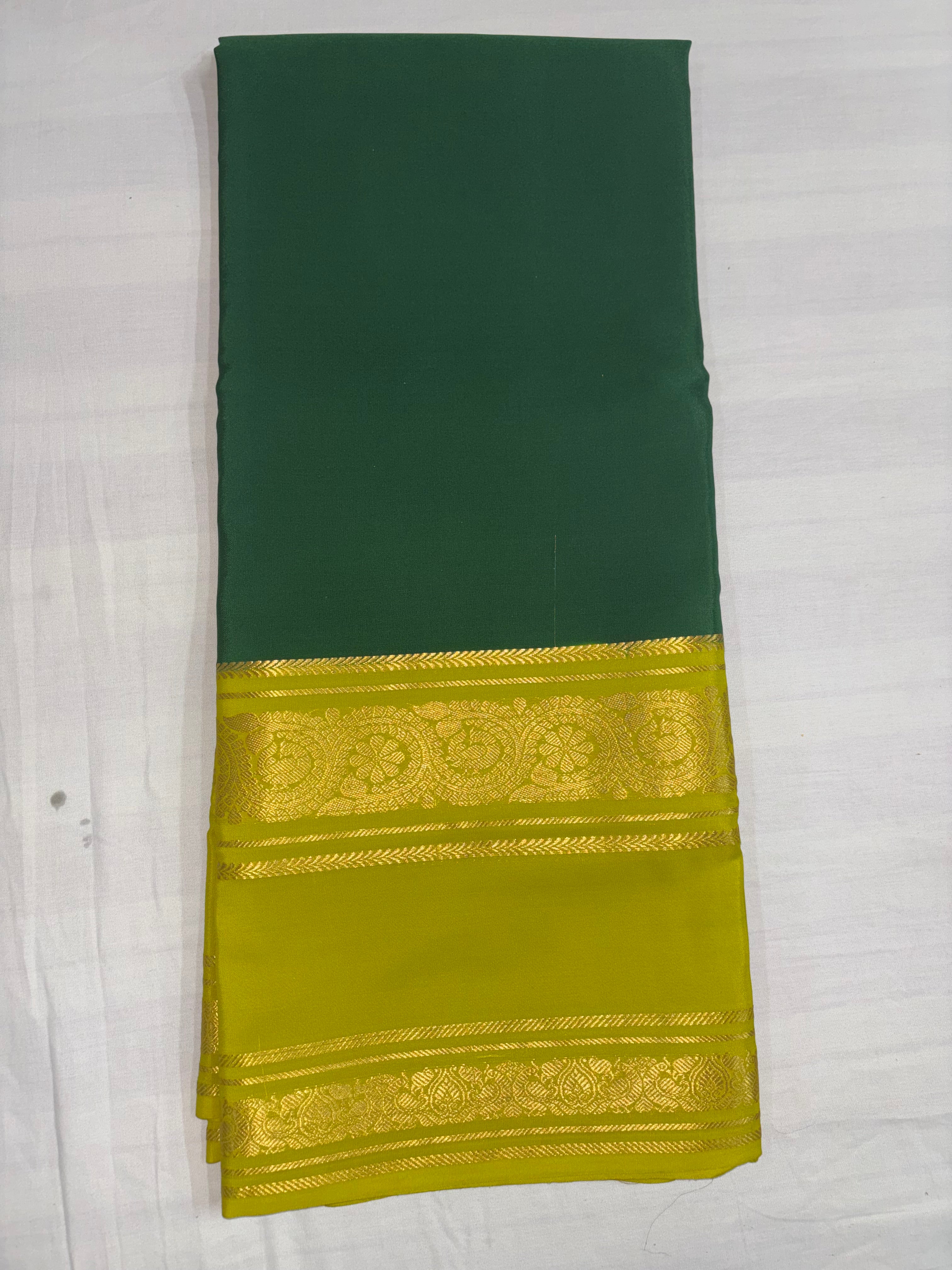100 Grams Crepe Pure Mysore Silk, Benttex Double Border And Contrast Colours