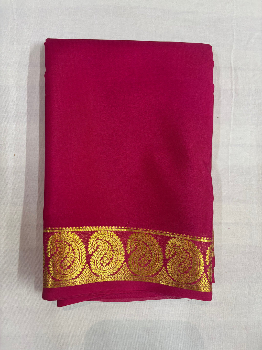 65 GSM Pure Mysore Silk Saree , Mango Border-Kanchi Rani Self Colour