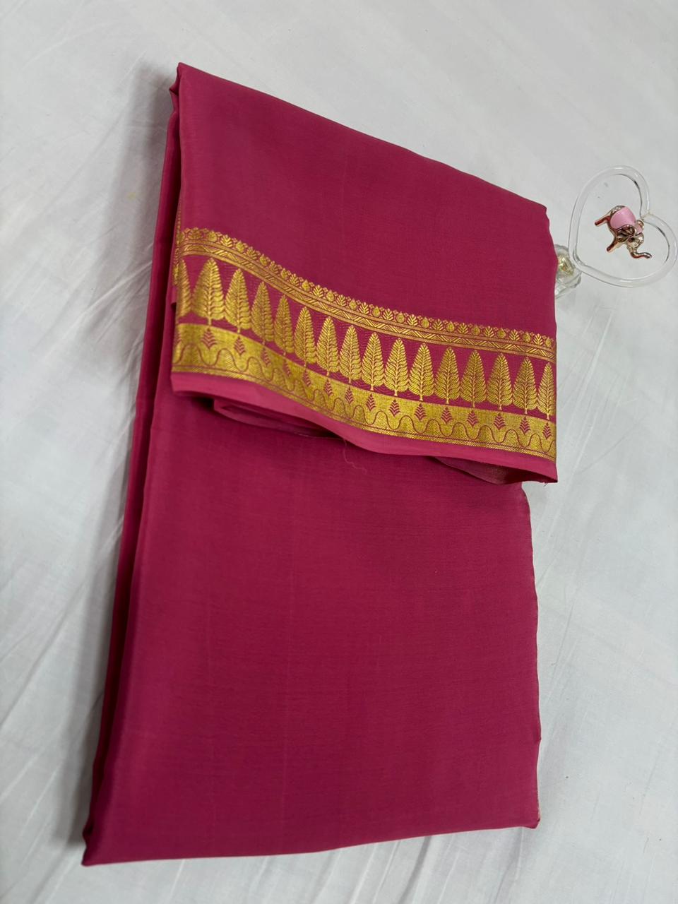 Pure Mysore Silk Saare 110 GSM with Tree Border
