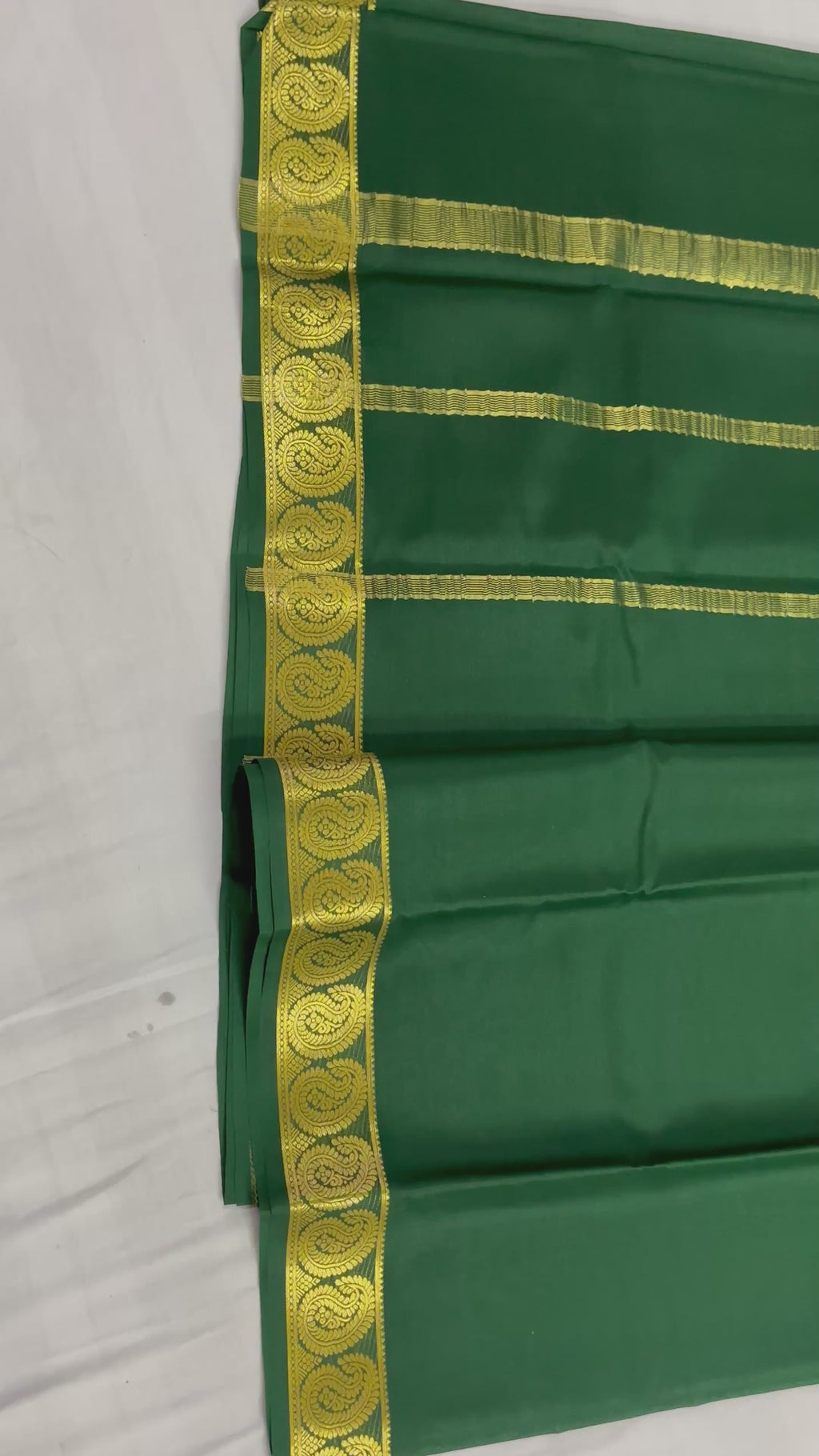 65 GSM Pure Mysore Silk Saree , Mango Border- Self Colour