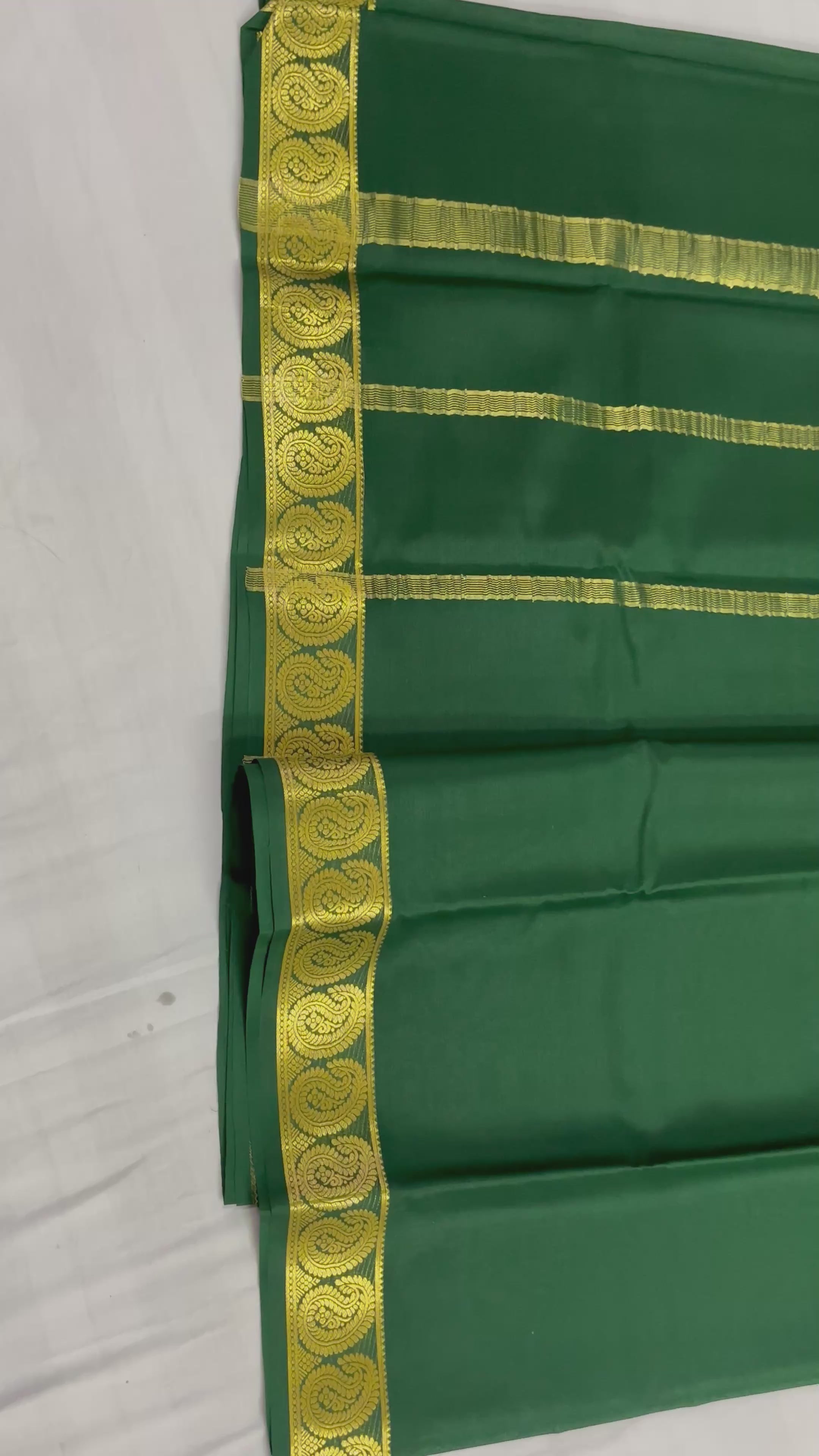 65 GSM Pure Mysore Silk Saree , Mango Border- Self Colour