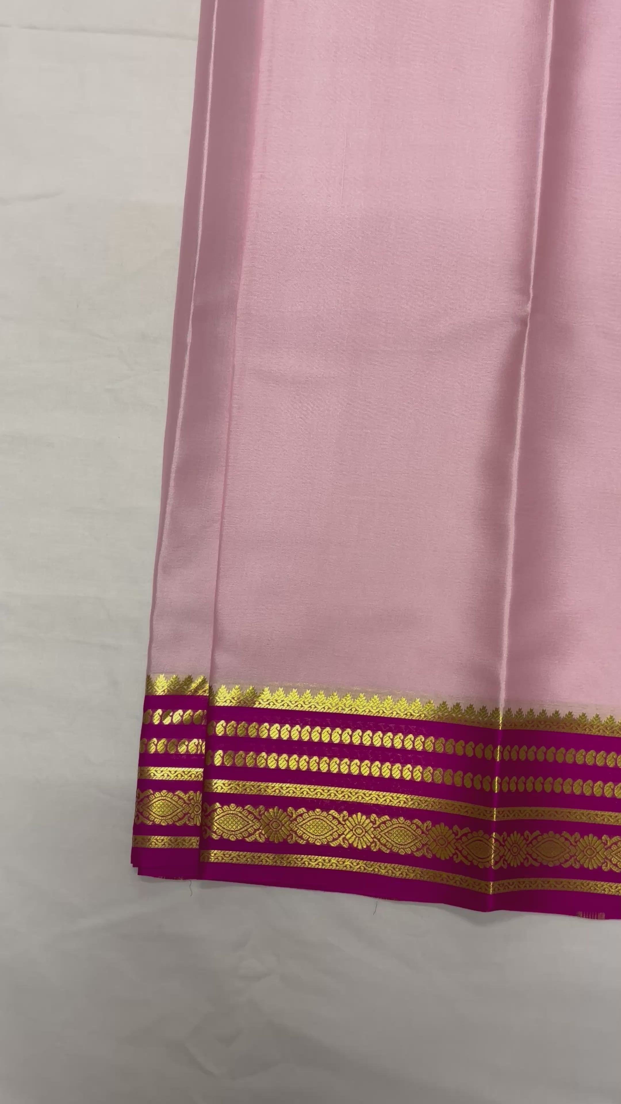 65 GSM Pure Mysore Silk Saree , Lines Border with Contrast Colour