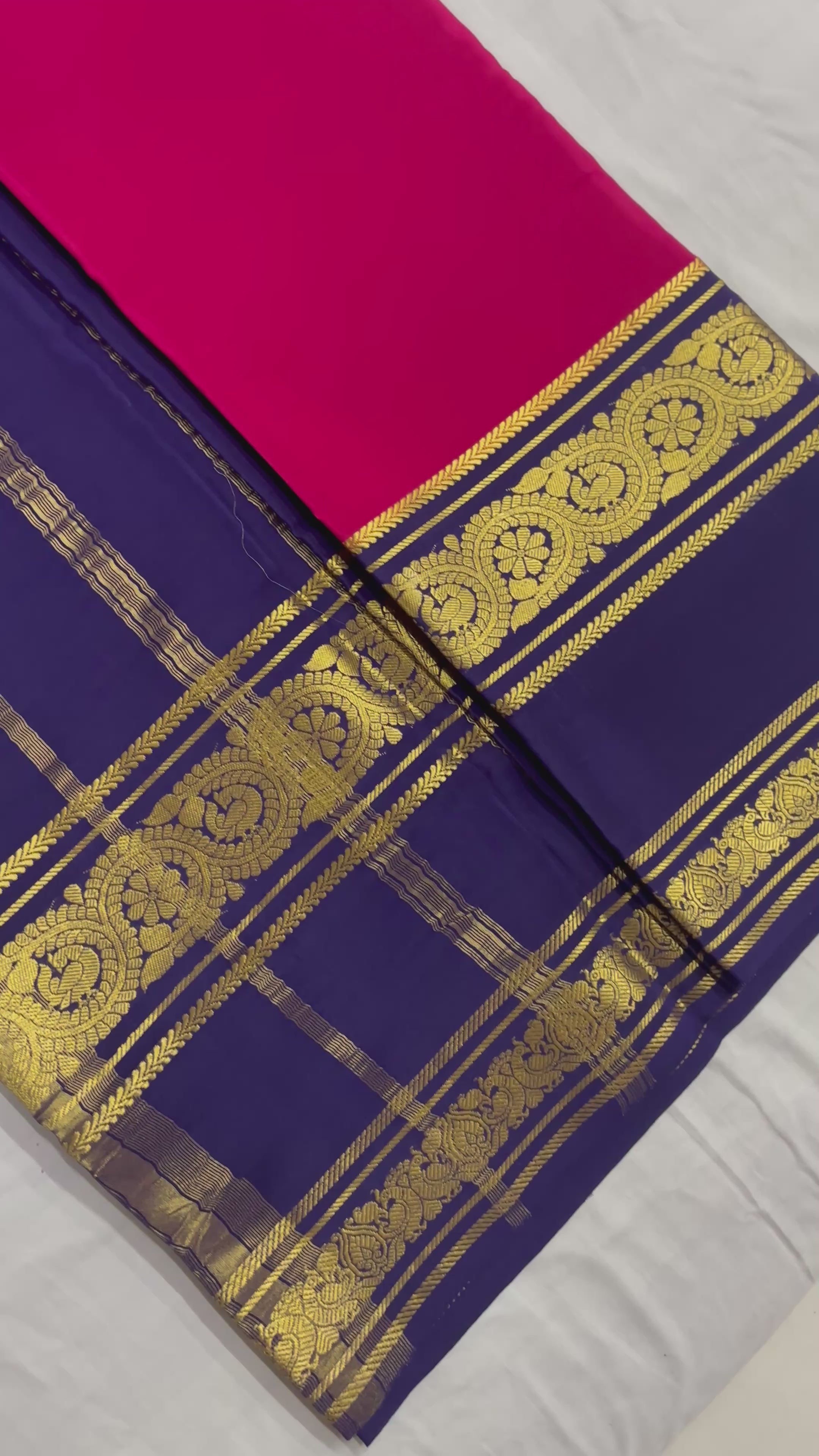 100 Grams Crepe Pure Mysore Silk, Benttex Double Border And Contrast Colours